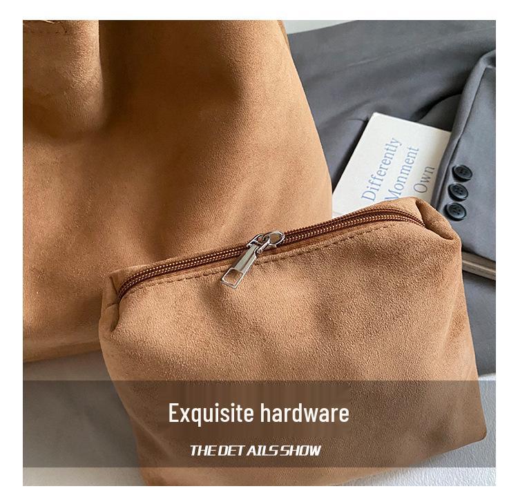 Women's Retro Velvet Shoulder Bag 2025: Large Capacity Autumn/Winter Tote, Bucket-Style Commute Bag