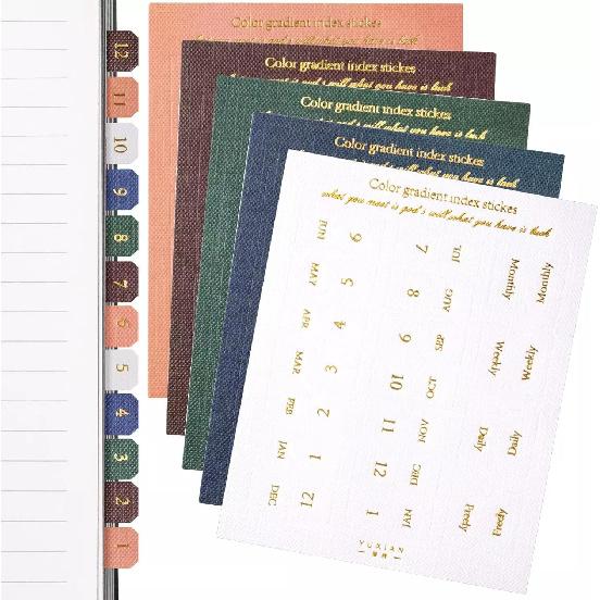 5 Sheets Planner Monthly Tabs, Self Adhesive Tabs Stickers Separator Tabs Pastel Designs for Planners, Office, Study
