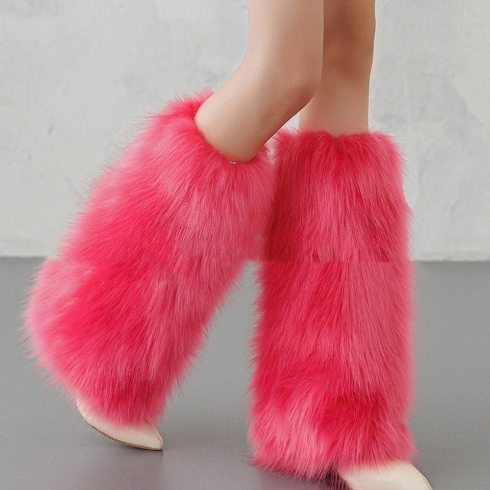 Y2K Flauschige Beinwärmer Kunstpelz Kniehoch Mädchen Socken Harajuku Stil Lolita Stiefelüberzieher Cosplay Verwendung