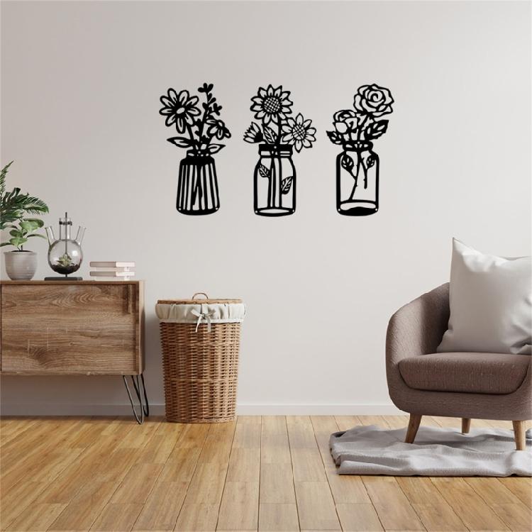 Metal Flower Vase Wall Decorations, Metal Flower Vase Wall Arts Sign Metal Decorations