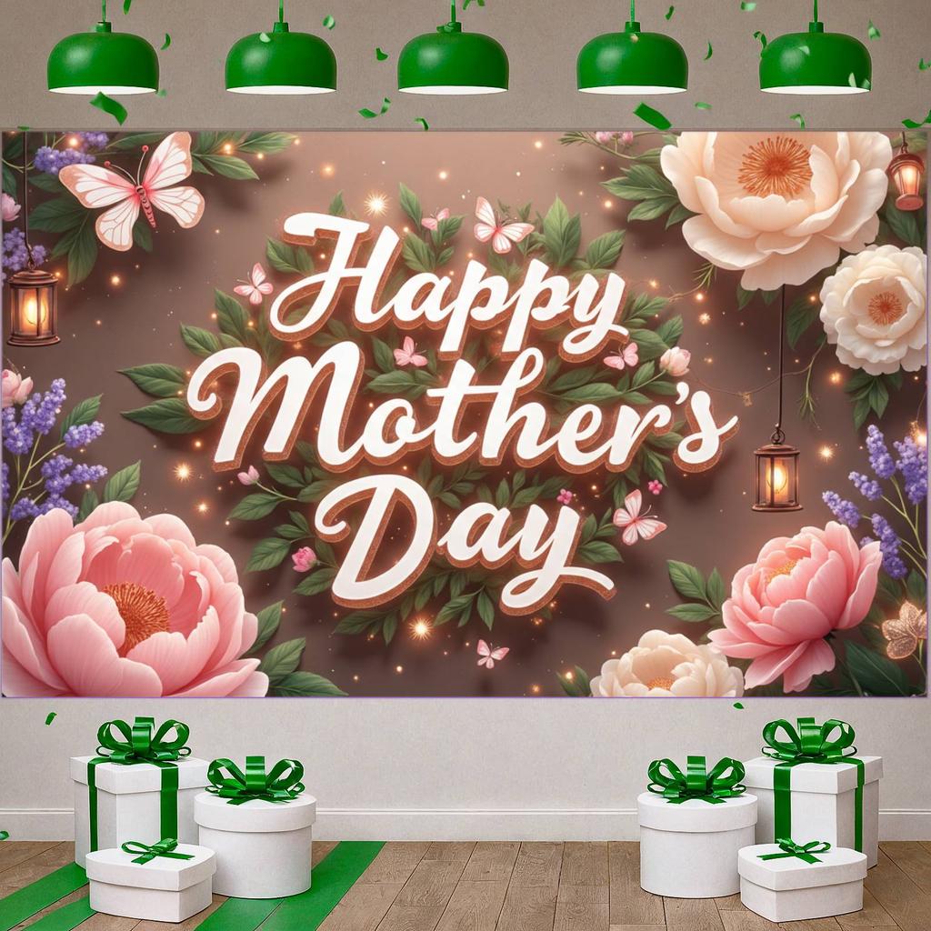 Mother's Day Background Pink Peony Floral Greeting Display Mother's Day Display Floral Pattern Mother's Day Greeting Banner