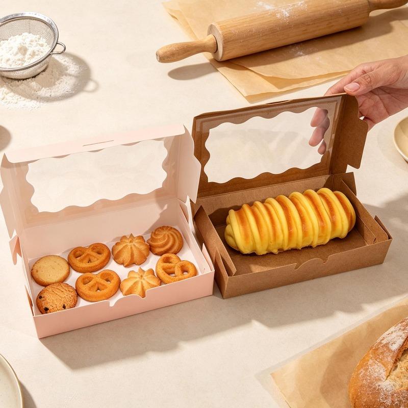 Gift Storage Boxes Kraft Paper Dessert Box Homemade Bread Chocolate Sweets Packaging Box Holiday Birthday Gift Packing Container