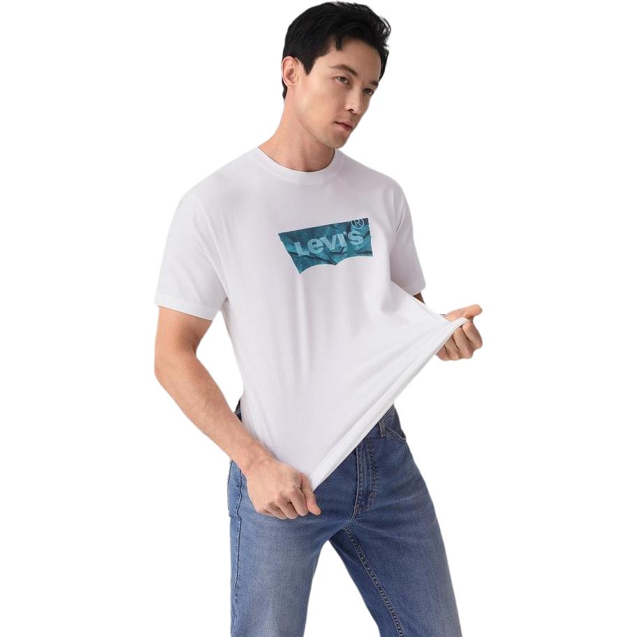 Levis Comfortable Casual Logo Print Round Neck Short Sleeve T-Shirt Men T-Shirts White 001AM-0004