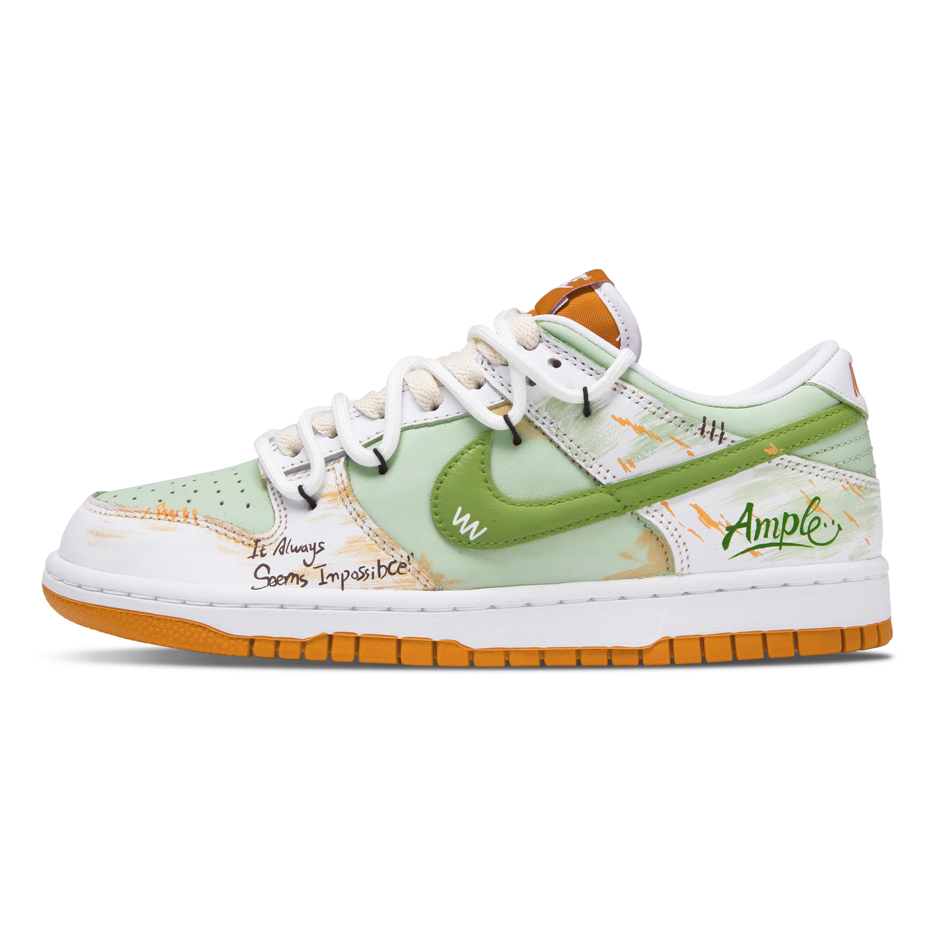 

Nike Dunk Newborn Abrasion Resistant Abrasion Resistant Low top Skateboard Shoes Unisex White Green Orange FQ6965-700(Team864-) 38.5