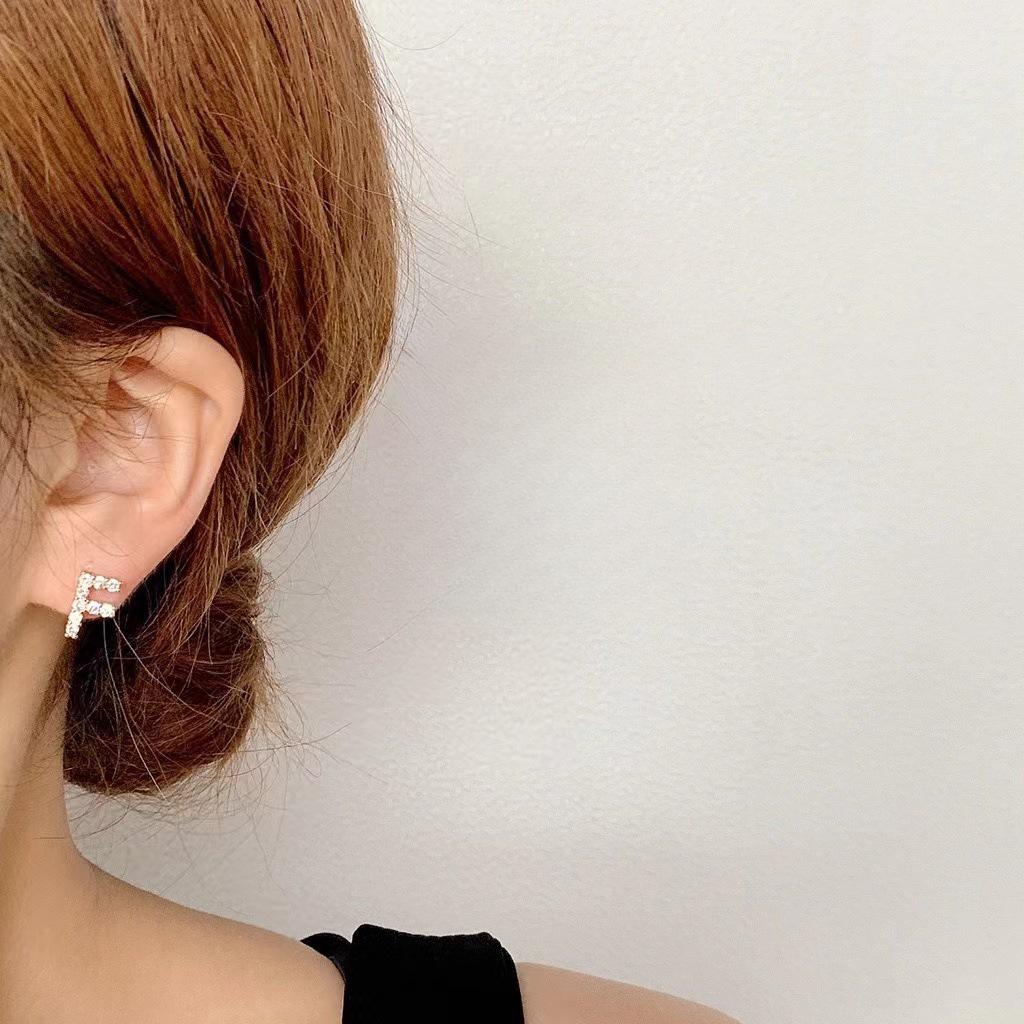 Korean Micro-Diamond Trendy Letter Stud Earrings: Elegant, High-End Accessories for Women's Unique Style.