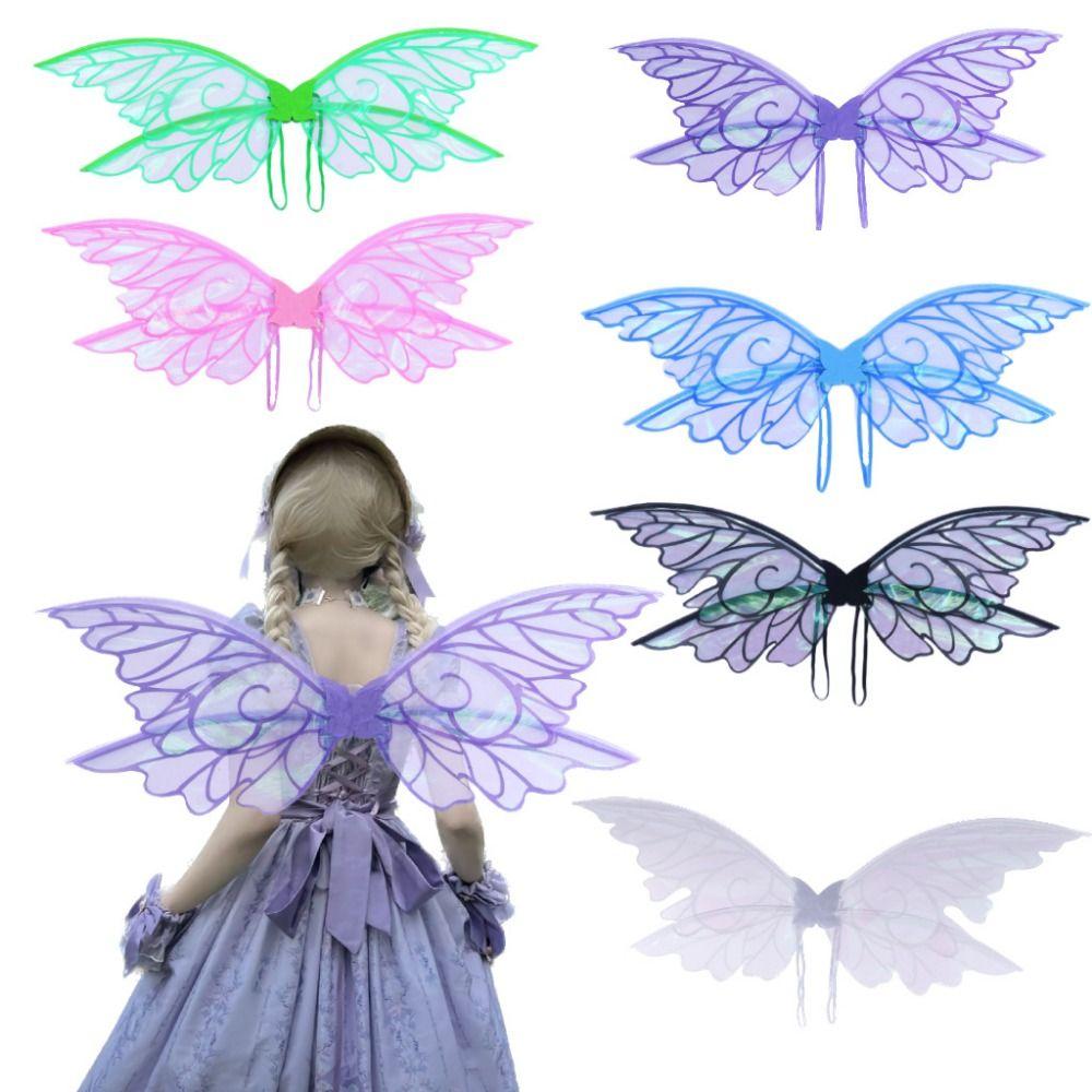 2026 Girl Butterfly Wing Colorful Adult Children Fairies Wing Costume Halloween Decoration Halloween Party Supplies