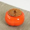Auspicious Persimmon Ceramic Tea Caddy