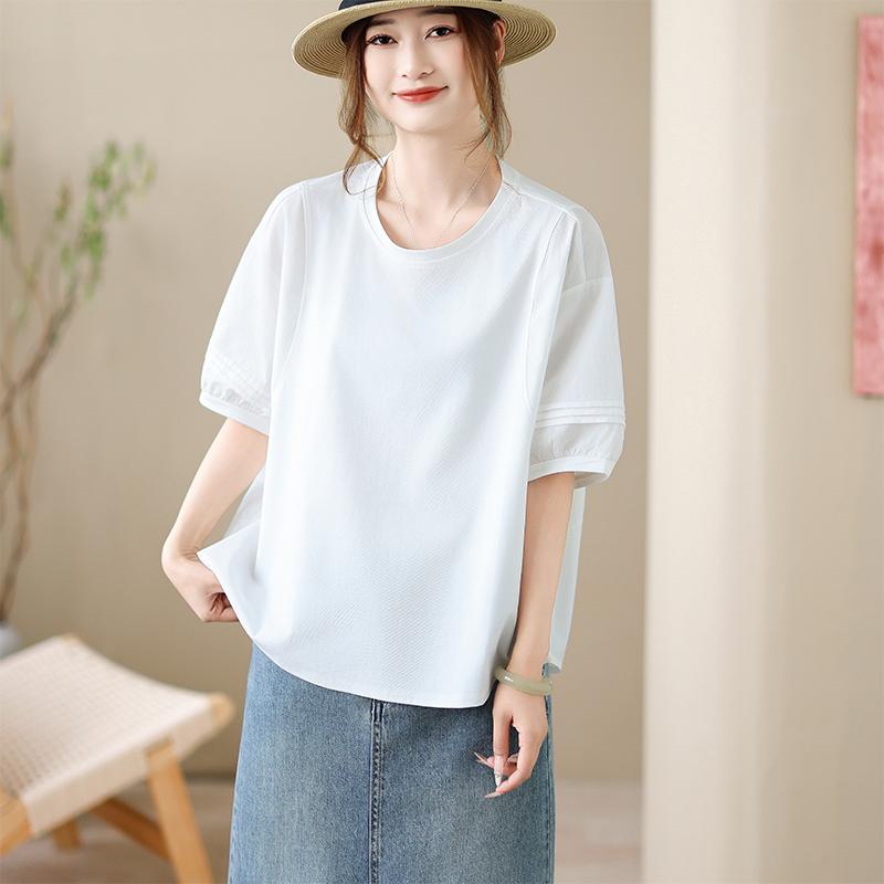 DIMANAF 2026 Plus Size Summer Women T-Shirts Casual Lady Tops Cotton Shirt Oversize Loose Tees Tunic