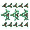 24pcs Christmas Holly Leaves Artificial Green Berry Resin Diy Wreath Material Table Centerpiece Xmas Decor Craft Supplies