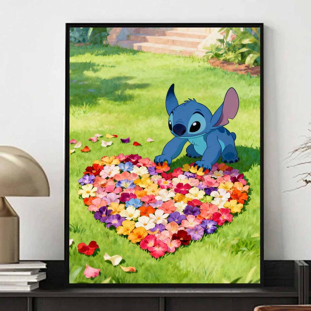 Disney 5D Diamond Painting Kit Stitch Heart Of Flowers For Home or Office Home Decor Art Diamond Painting Kit