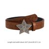 Western Cowboy Faux Leather Belts Star Pattern Buckle Waist Belt Vintage Engraved Embossed Waistband for Women Jeans