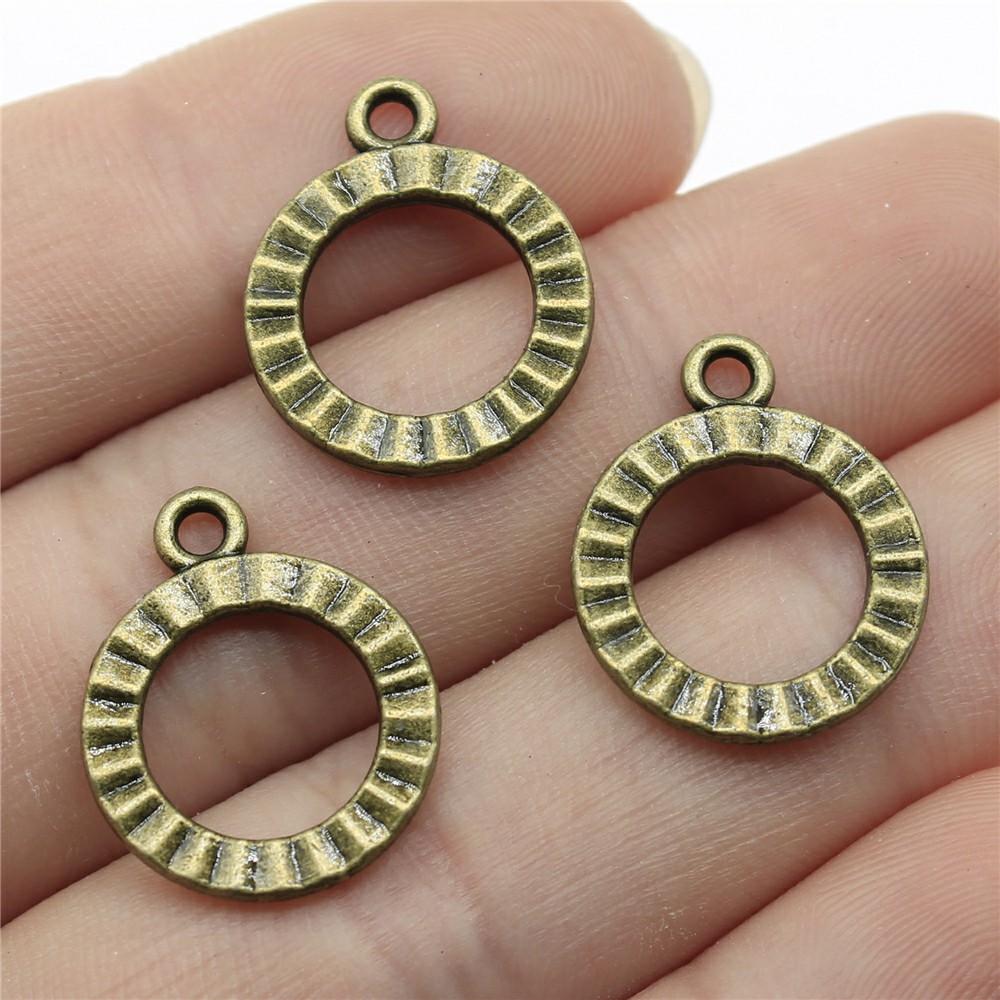 10pcs Round Circle Tibetan Bronze Silver Color Pendants Antique Jewelry Making DIY Handmade Craft Charms For Jewelry Making