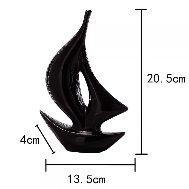 Home Ceramic Sailing Ornaments Luxury Living Room Wine Cabinet TV Cabinet Office Decoration Ceramic Crafts Housewarming Gift