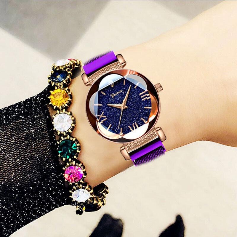Ladies Watch Starry Sky Wrist Watch Women Bracelet Watches Magnetic Stainless
