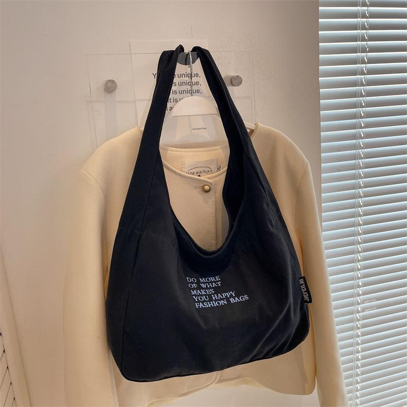 College Students Commute To Class Cloth Bag Women's New Large-capacity Shoulder Bag Underarm Tote Bag Simple and Versatile Canvas Bag