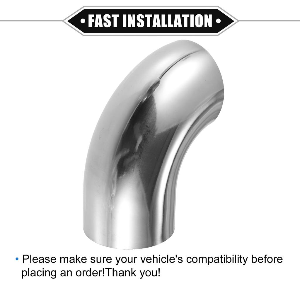 ABSOPRO Auspuff Ansaugkrümmer 63mm 120mm 100mm Bein 90 DIY Auspuff Ansaugung Universell für Autos und 304 Edelstahl Silber 2 Stück Rohr/Ladeluftkühlerrohr/Luft