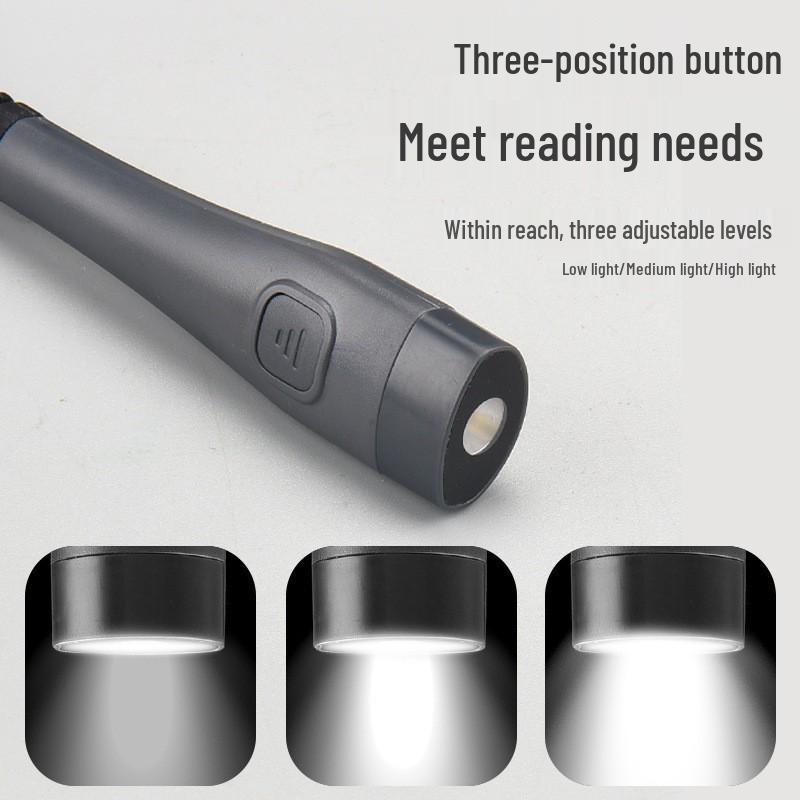 LED Neck-Hanging Reading Lamp with Eye Protection, Three-Speed, Dual-Color, Double-Head Lighting