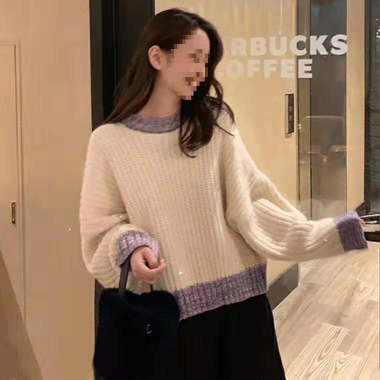 2025 Herbst/Winter Damen Hong Kong Stil Schwarzer Pailletten Locker Gestrickter Pullover - Vielseitige Lässige Passform