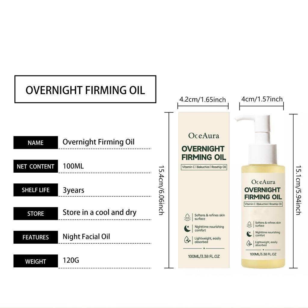 Overnight Nourishing Firming Face Oil Vitamin C Bakuchiol Rosehip Glow Restore Anti Aging Moisturize Repairing Facial Serum Oil