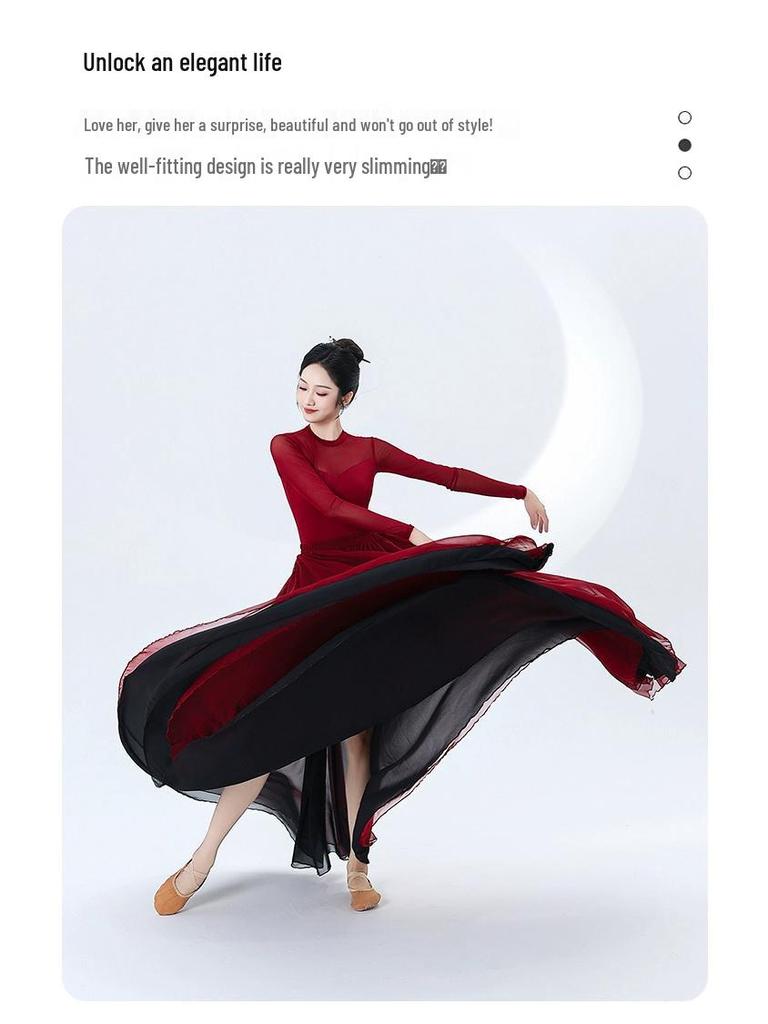 Chinesischer Klassischer Tanz Fließender Gaze-Rock - Doppellagig 720° Schwung Performance & Übungskostüm