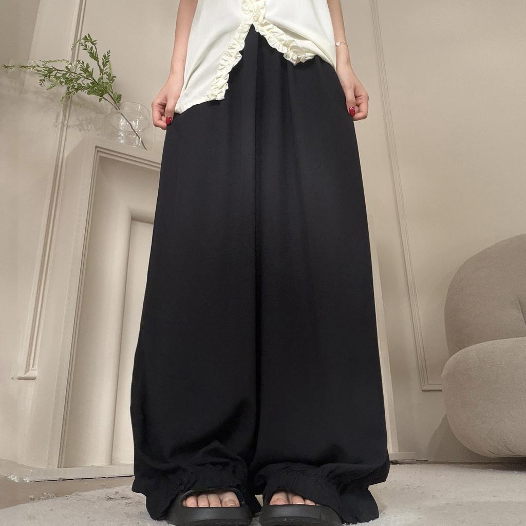 Cotton and silk pajama pants women's summer thin high-waisted trousers drape loose home pants sweet wind summer vacation bud pants