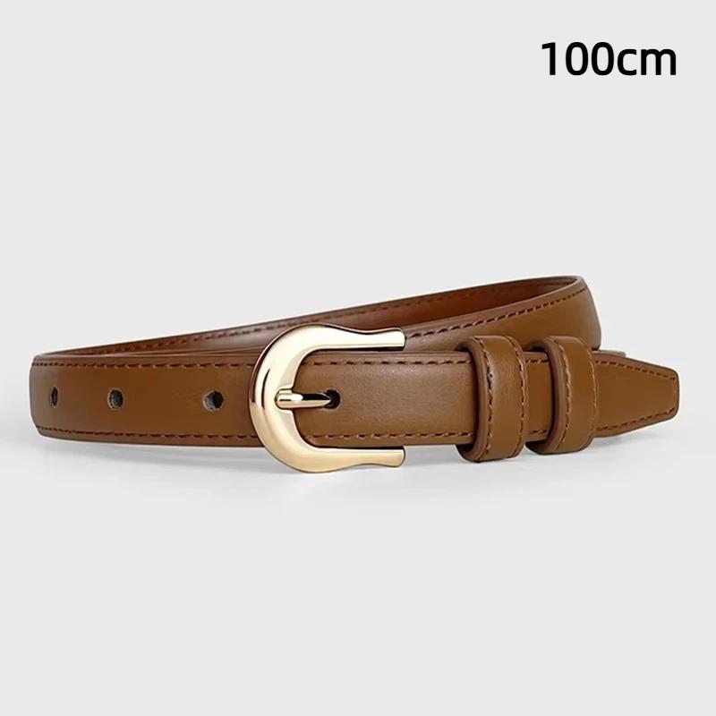 Women'S Belt With Fine Matching Western Pants 2Cm Wide Pu Leather Metal Buckle Belt Simple Versatile  Decoration