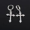 Goth Zircon Crystal Cross Drop Dangle Earring for Women Men Luxury Gold Silver Hoop Earrings Fashion Punk Jewelry