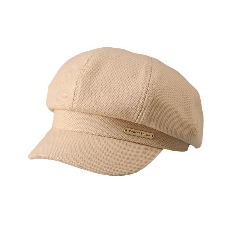 Autumn and Winter New Letter Octagonal Hat Japanese Literary Retro All Match Painter Beret Big Head Duck Tongue Hat