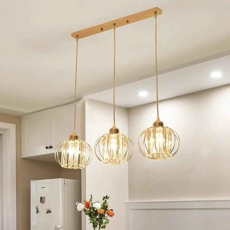 Best Seller Crystal LED Pendant Lights for Dining Room Living Room Nordic Black Iron Shade Kitchen Decor Hanging Ceiling Lamp
