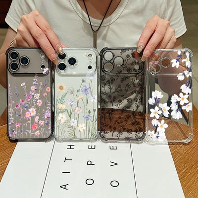 Jemný květinový design Pro iPhone 17 Air 16 15 14 Pro Max 13 12 11 Nárazuvzdorný měkký kryt z TPU
