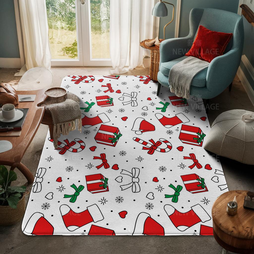 House Entrance Carpet Home Door Mat Living Room Bath Foot Bathroom Non-slip Water Absorption Rugs Bath Merry Christmas Winter