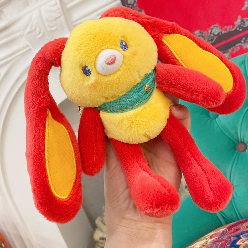 Ethnic Originality Jinnew Style Rabbit Plush Keychain Pendant With Ears Movable