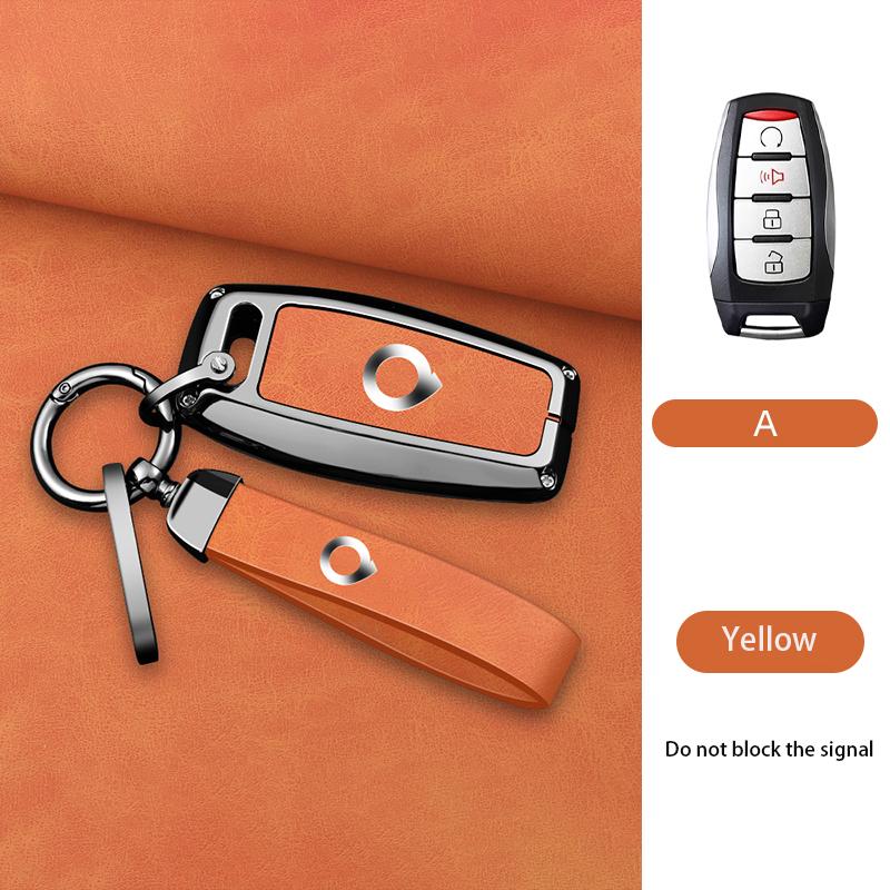 Zinc Alloy Genuine Leather Auto Smart Key Fob Cover Case Fit For Great Wall Cannon Series Power H6 Series Cannon Series P Series M4 Hover Series