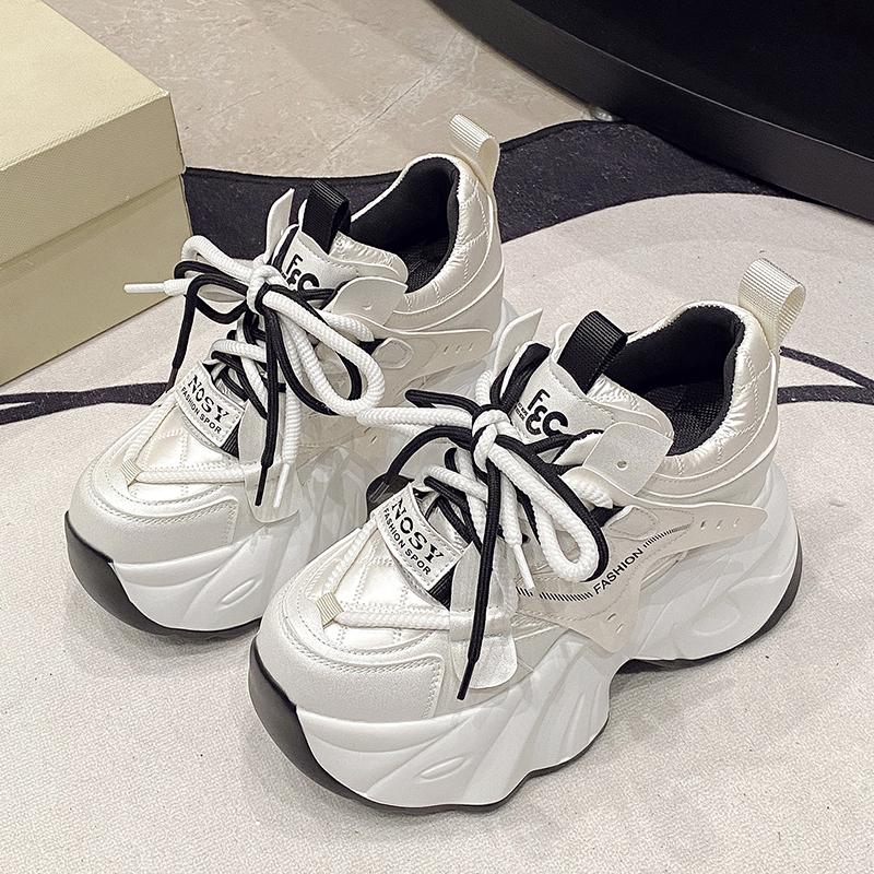 High Quality 10CM Synthetic Genuine Leather Boot Ankle Women Autumn Spring Cowboy Platform Wedge High Brand Chunky Sneaker Shoes