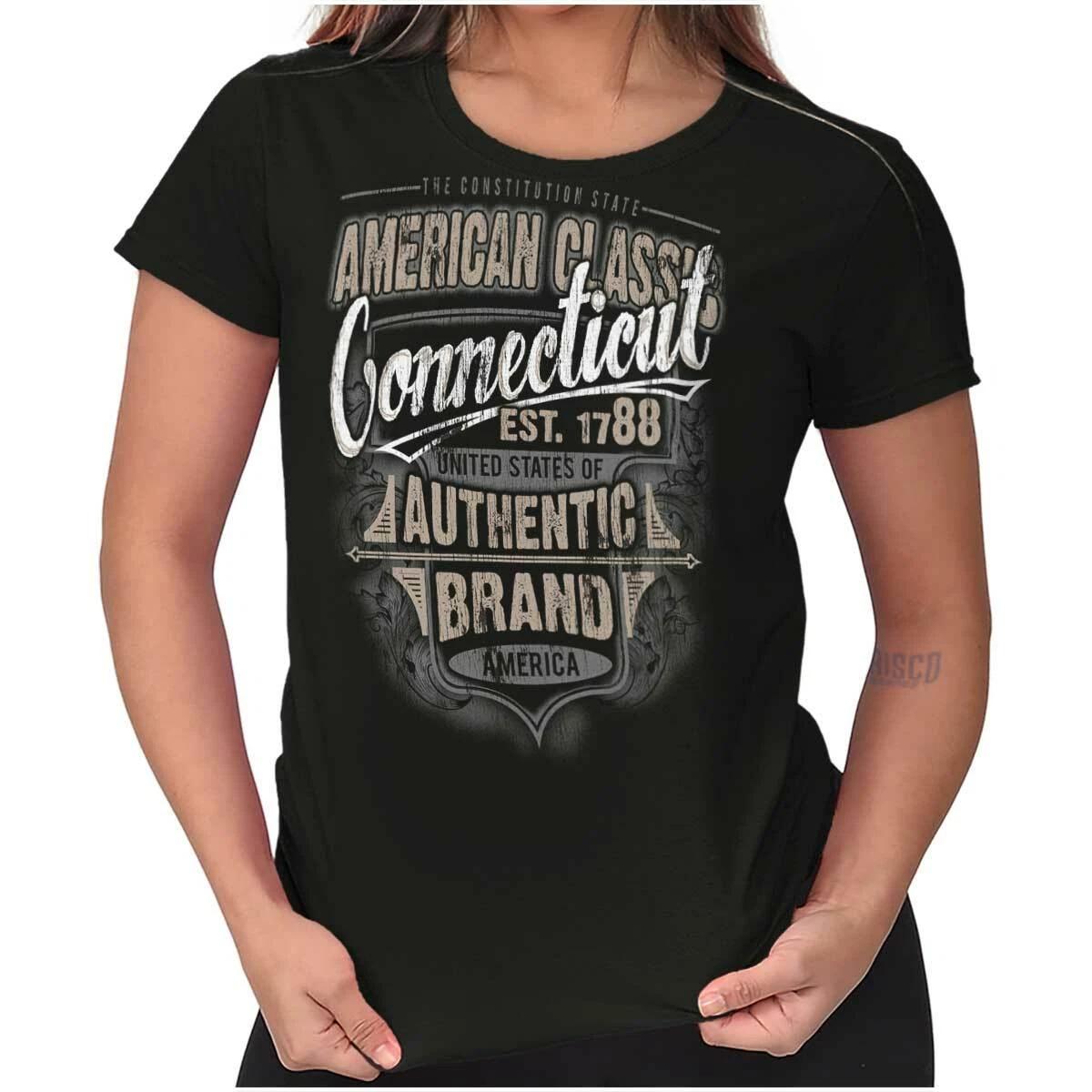 Connecticut American Souvenir Country CT USA Graphic T Shirts for Women T-Shirt M