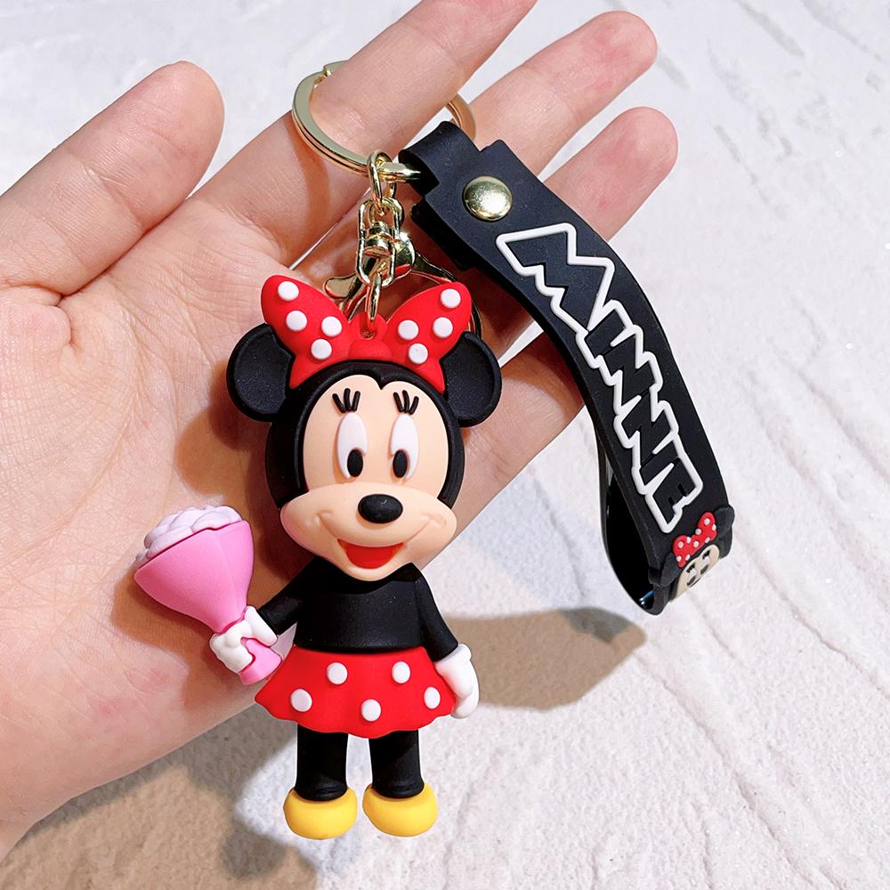 

Disney Mickey and Minnie Flower Series Character Keychain Set Cute Cartoon Bouquet Couple Keychain Flower Pattern Bag Gift F