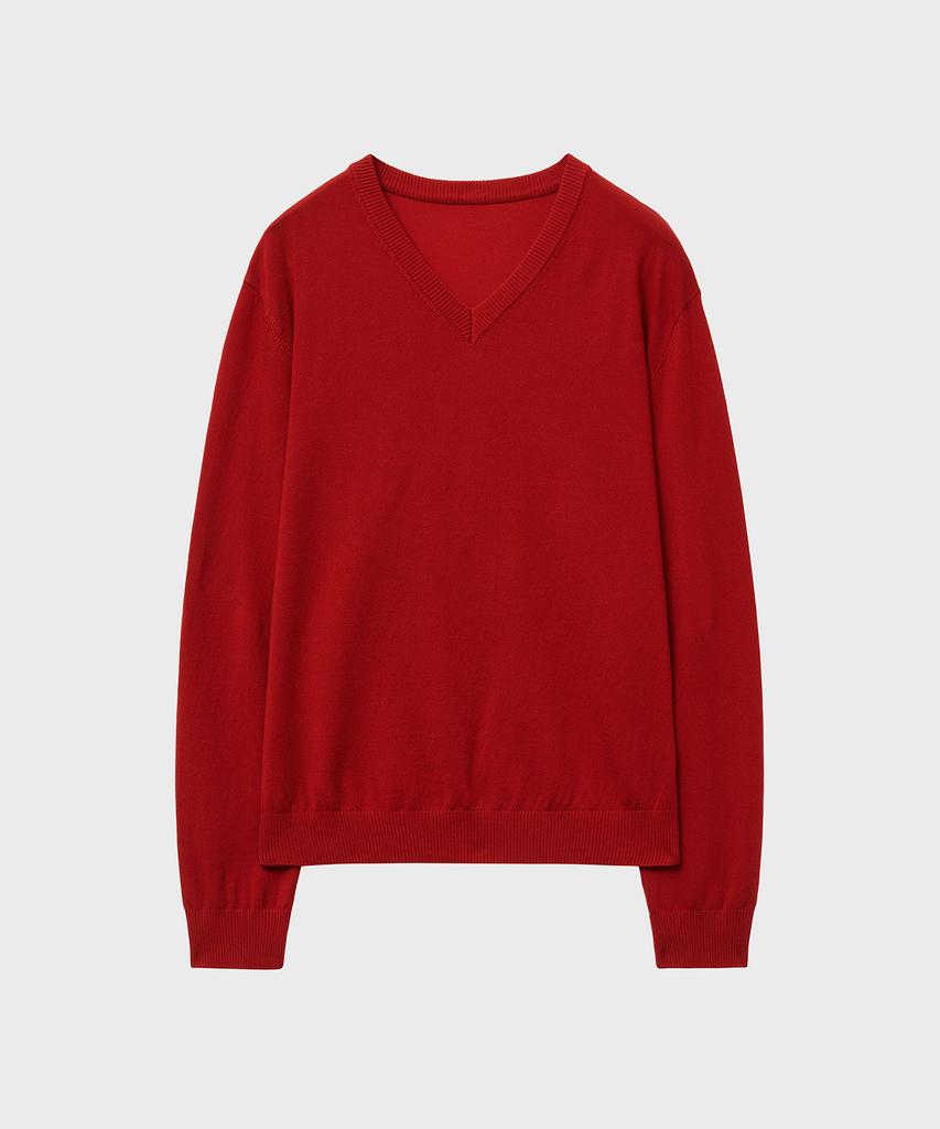 NOIRER Silky V-Neck Knit (Red)