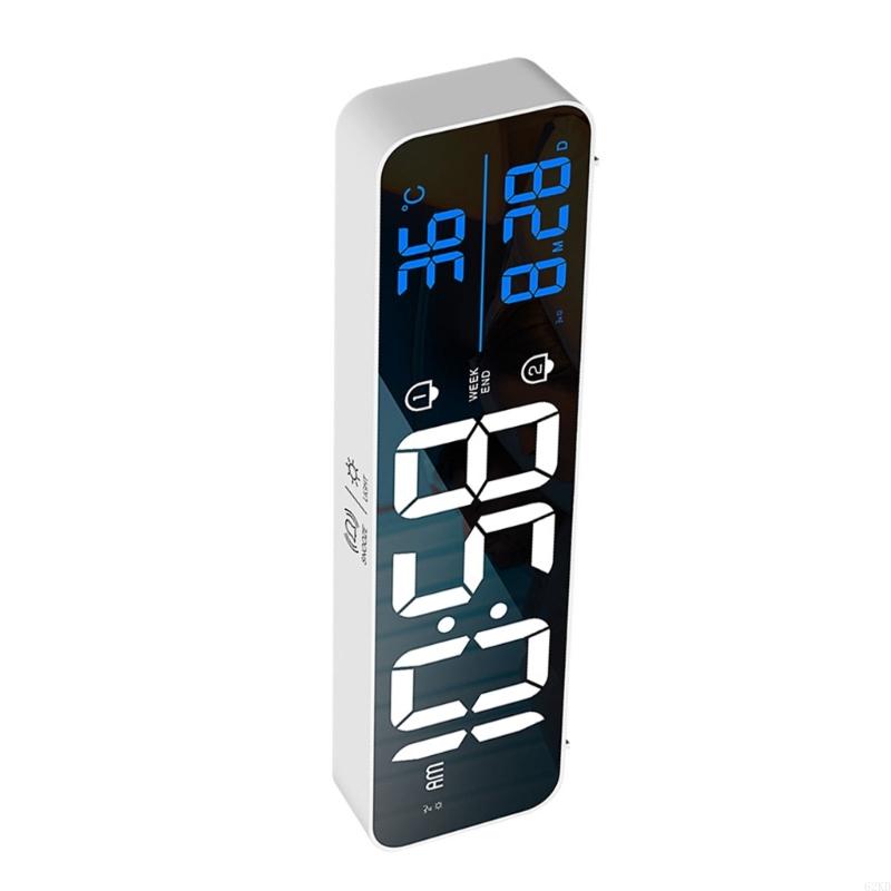 62KD LED Music Alarm Clock Voice Controlling Touch Snoozes USB Rechargeable Table Clock 2 Alarms Temperature Digital Clock