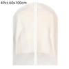 4Pcs Transparent Hanging Clothes Dust Cover Zippered Garment Bags Suit Coat Dress Waterproof Dustproof Wardrobe Storage