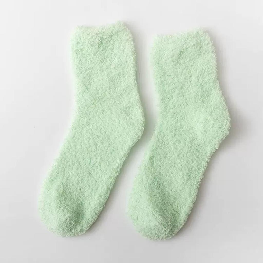 Ladies' Warm Plush Socks, Floor Socks, Candy Colored Medium Socks