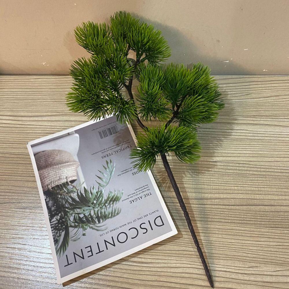 Green Artificial Pine Green Branch Handmade Fake Pine Leaves Simulation Pine Branch  Party Decor