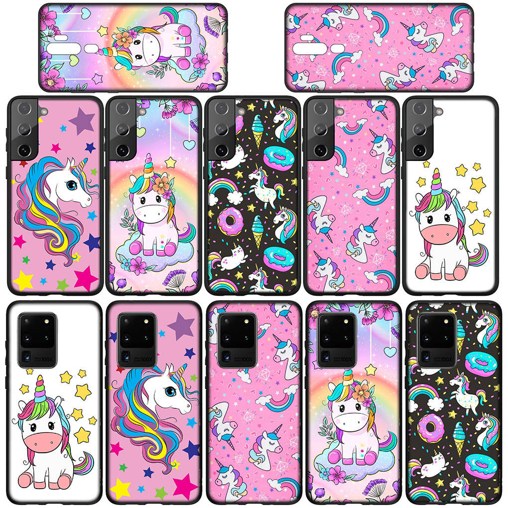 Phone Case for Samsung Galaxy S25 S24 S23 iPhone 16 15 Xiaomi Redmi Note 14 13 12 16E X 11 Pro Max OPPO Moto G85 G54 Huawei Pink Unicorn Horse Cover