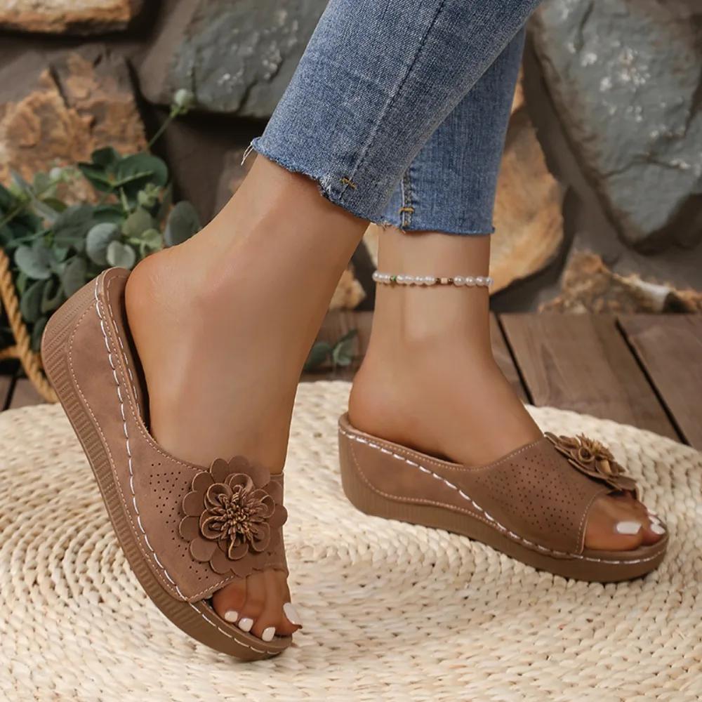 

Обувь Женские Сандалии Летние Элегантные Туфли Женские Шлепанцы Сандалии Женские Сандалии на Танкетке для Женщин Повседневная Обувь Тапочки Женские 37 коричневый