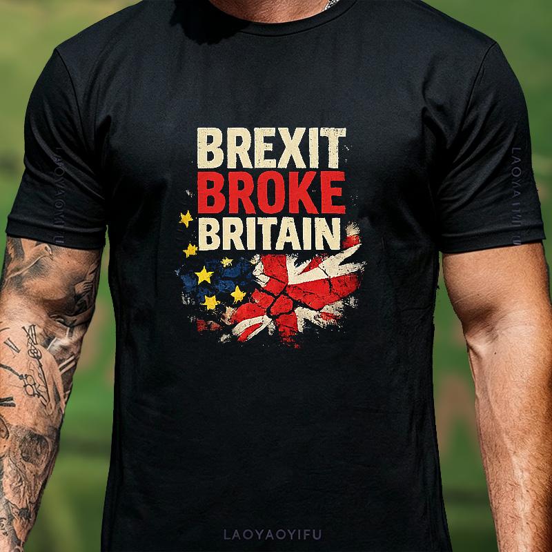 UK EU Brexit Theme Distressed Flag Graphic T Shirt Unisex Men Women Vintage British Culture Cot