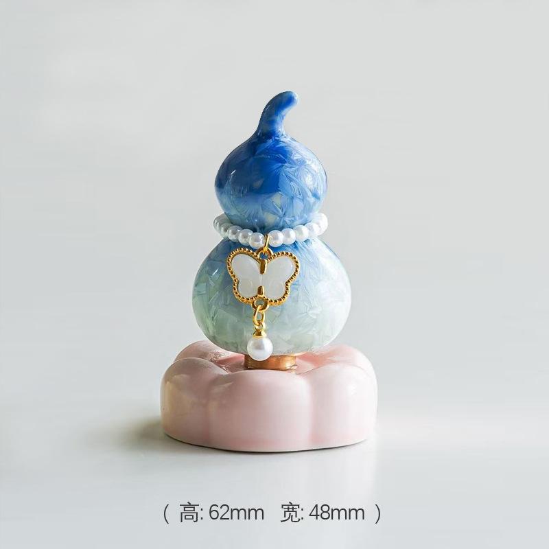 

Crystalline Glaze Gourd Spinning Decor on Ceramic Base Mini Desktop Ornament Feng Shui Lucky Symbol Office Home Decor синій