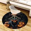 1pc Halloween black cat with pumpkin and witch hat. Round carpet, Made of Polyester,Perfect for Decorating Office Chairs, Living Rooms fplt615