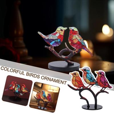For Home Office Desktop Decor Colorful Birds Ornament Tabletop Bird Decoration Birds Figurine