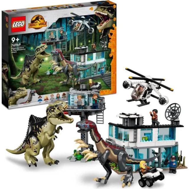 

LEGO 76949 Jurassic World Angriff des Giganotosaurus und Therizinosaurus, Hubschrauber und Dinosaurierfigur