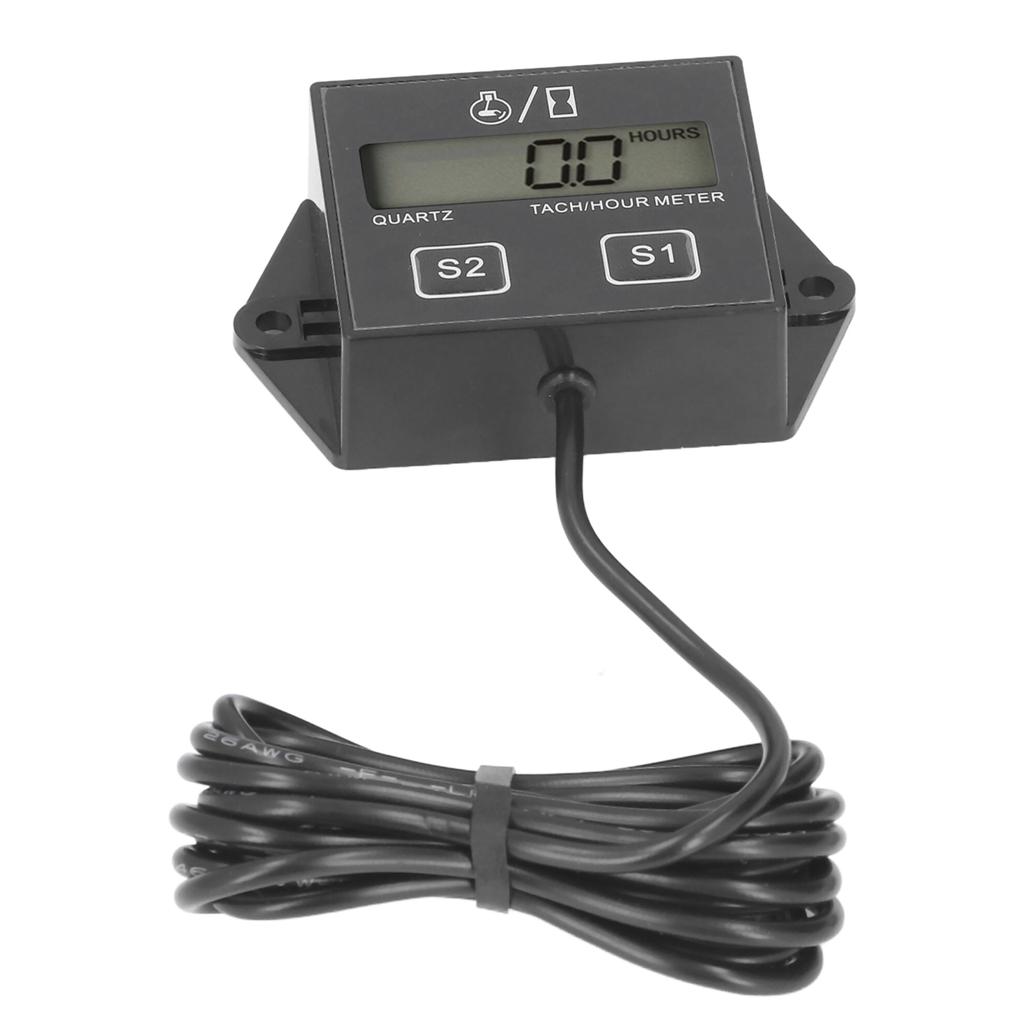 Motorcycle Tachometer Timer LCD Display 2 4‑Stroke Gasoline Engine Hour Meter Universal for Pickup Trucks