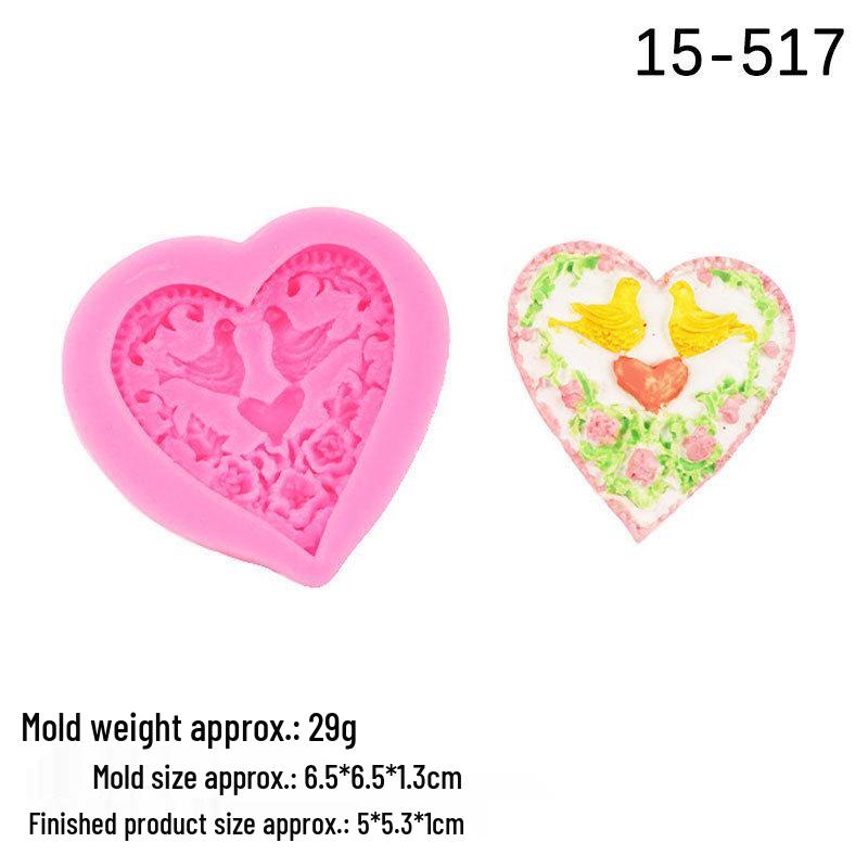 Peace Dove Heart Fondant Silicone Mold for Cakes and Aromatherapy Resin Baking